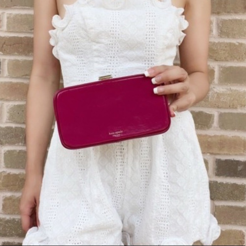 Kate Spade New York  Raspberry Tonight Stunning Leather Clutch